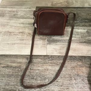 Brown leather crossbody purse